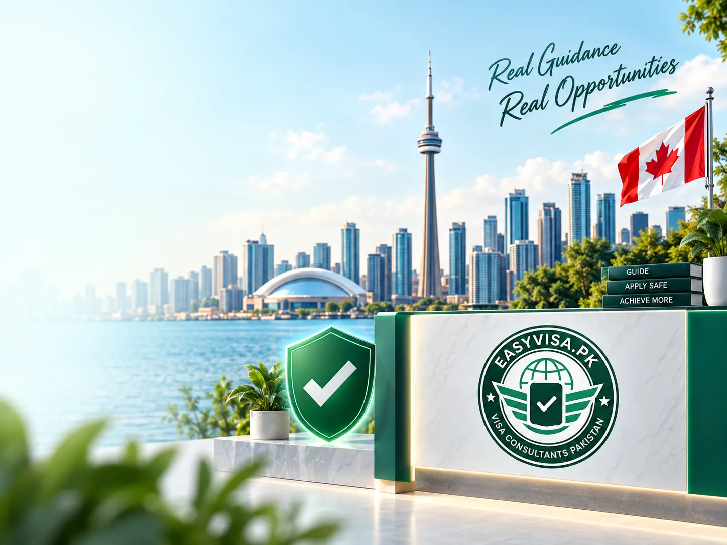 Toronto skyline with CN Tower representing safe Canadian work opportunities