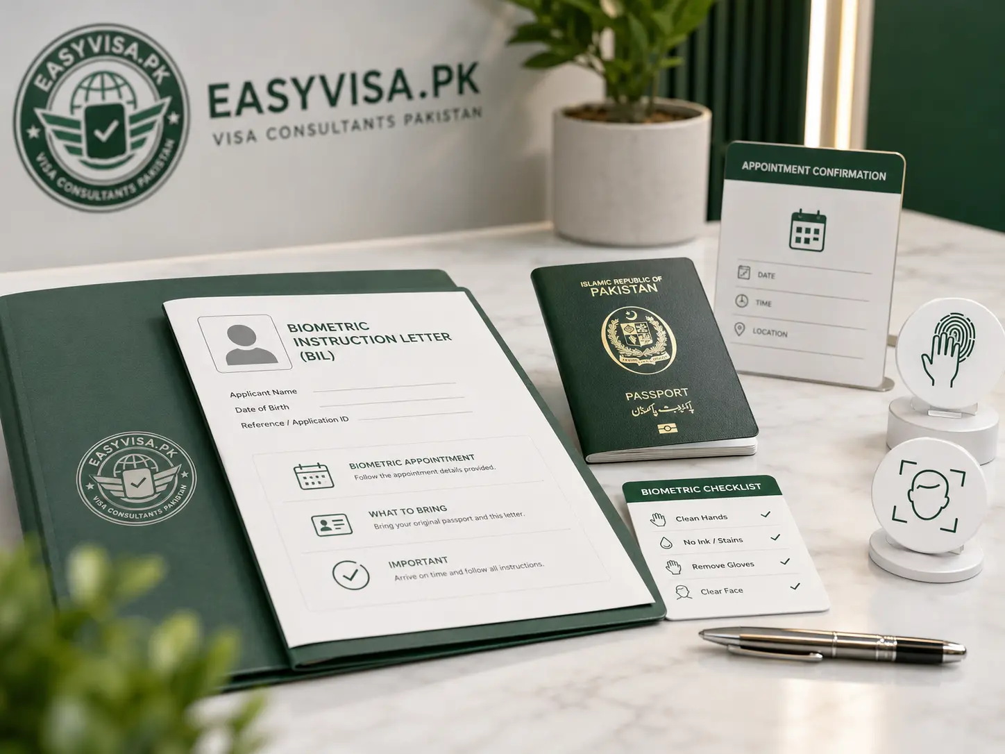 Applicant preparing documents for Canada biometric appointment at VFS Visa Application Centre in Pakistan