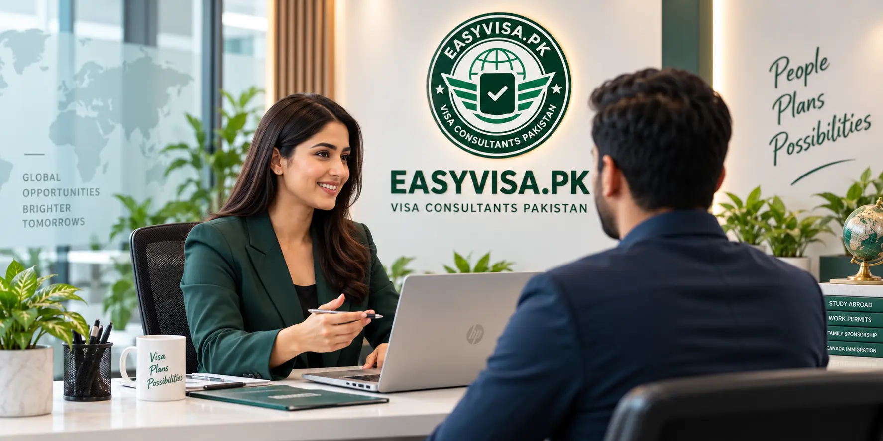 EasyVisa consultant meeting with a Canada work permit applicant