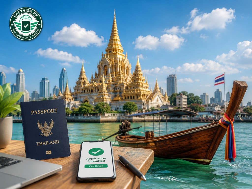 Thai temple and travel documents for Thailand e-Visa