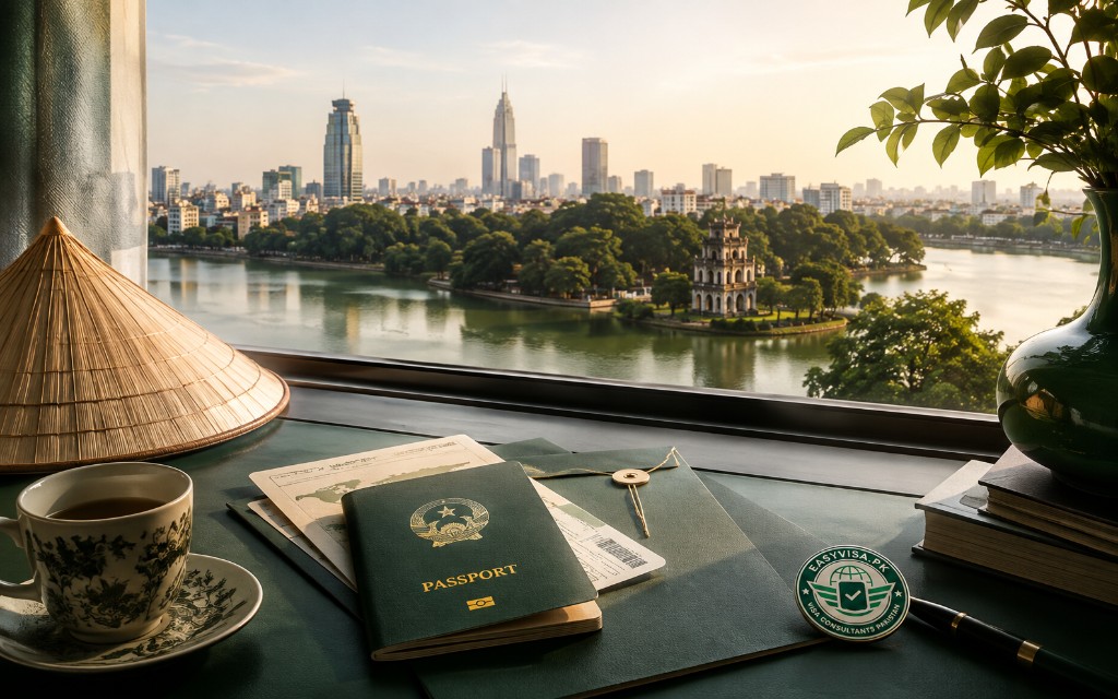 Hanoi Hoan Kiem Lake and Turtle Tower for Vietnam e-Visa