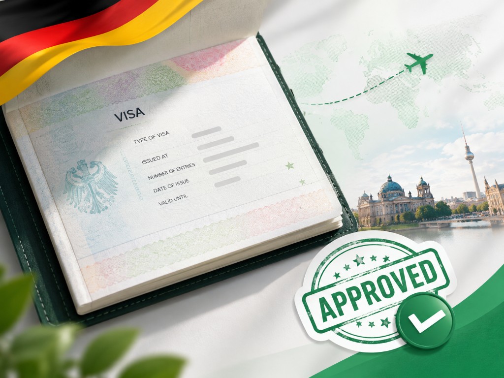 Germany visa approved stamp illustration