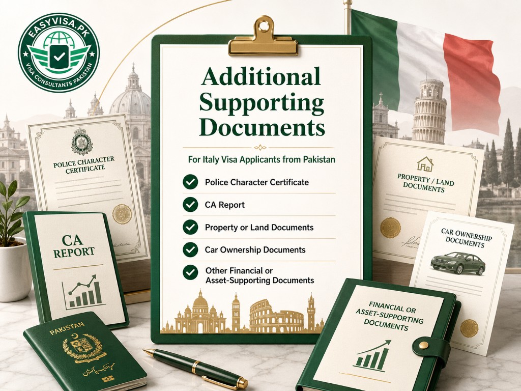 Additional supporting documents for Italy visa applicants from Pakistan