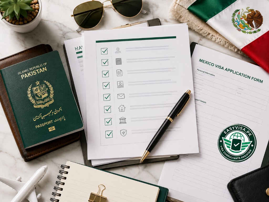 Mexico visa requirements checklist and application form with Pakistani passport
