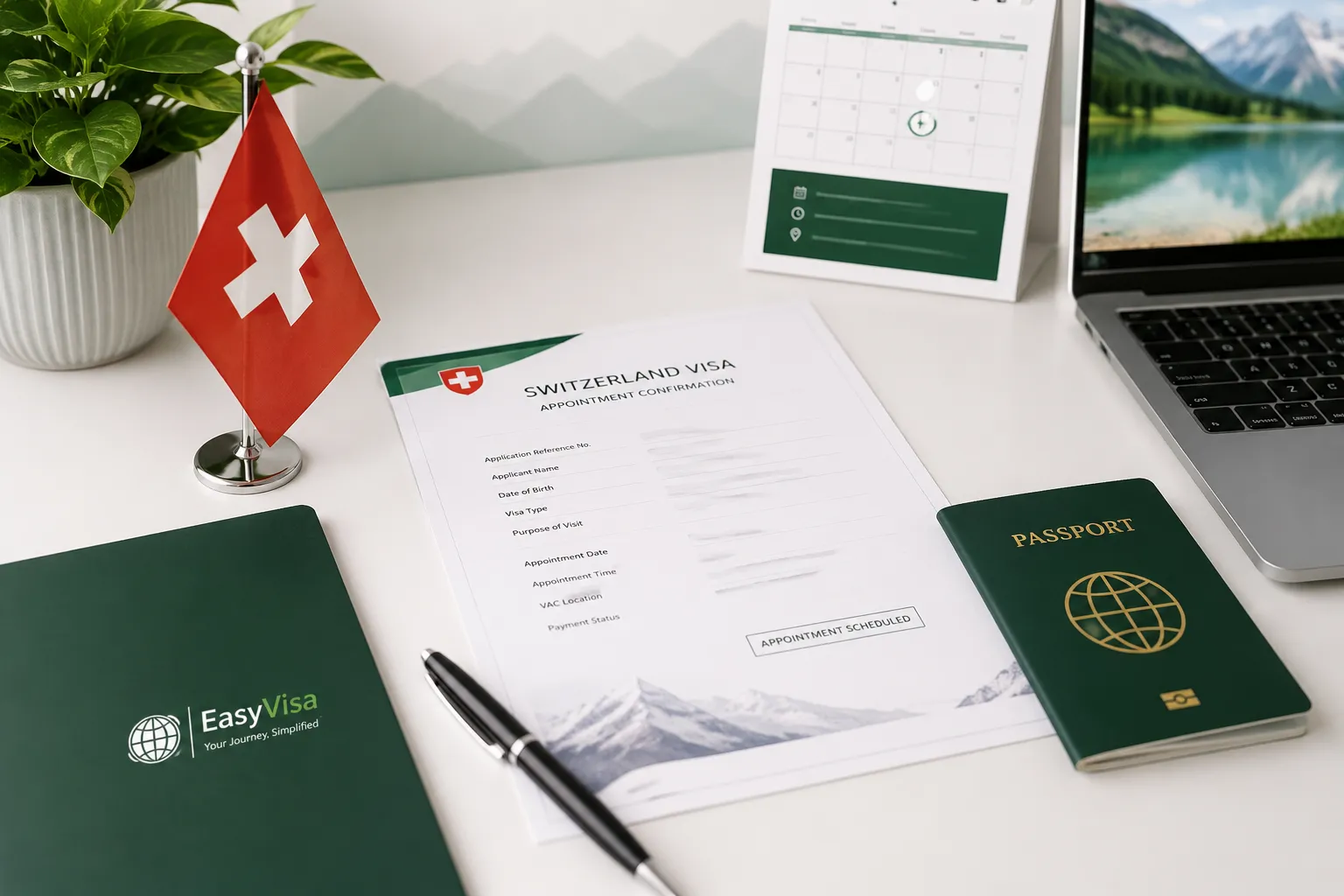 Switzerland visa appointment confirmation letter