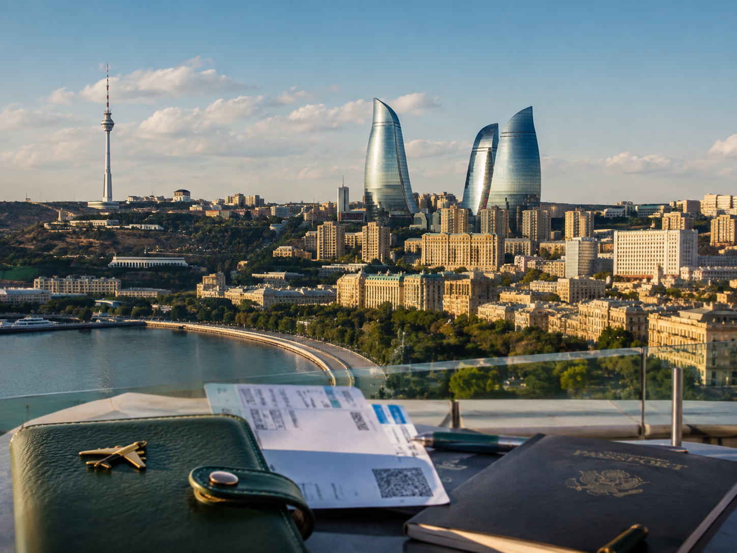 Baku Flame Towers for an Azerbaijan stop on a world tour visa itinerary
